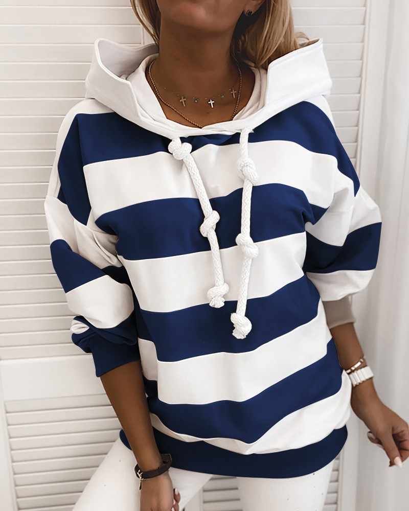 Striped Printed Loose Hoody