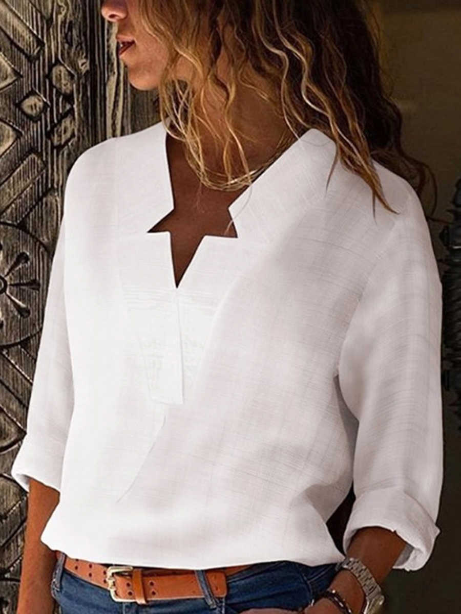 AREALOOK Sexy V Neck Cold Color Blouses