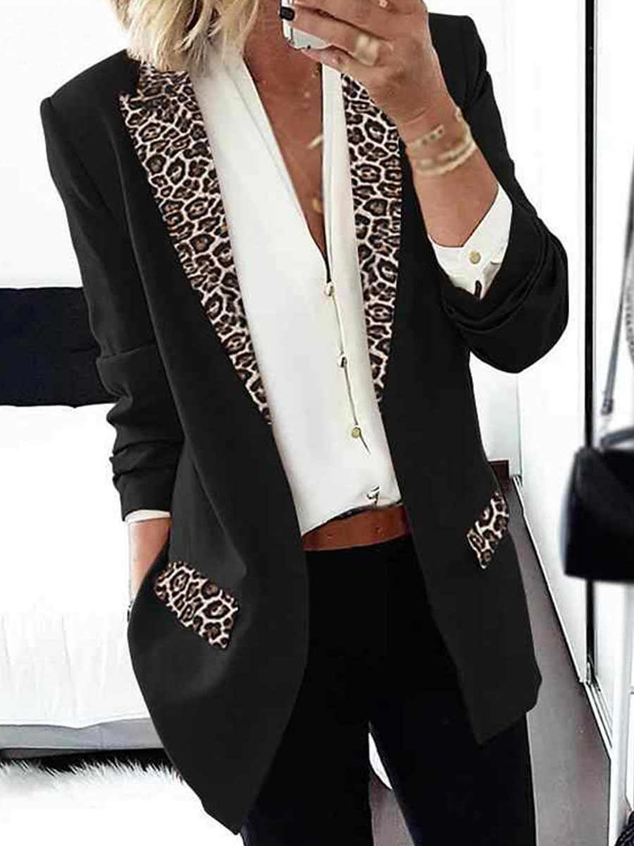 Fashion Leopard Stitching Small Suit